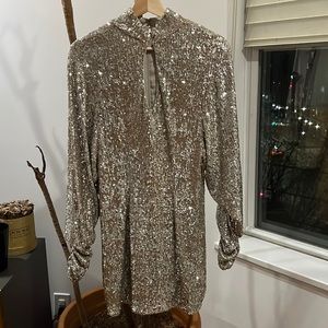 Worn only once Ronny Kobo Lauper Silver Sequin Mini Dress
